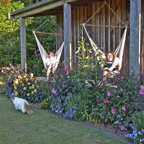 outdoor hammock chairs on the deck